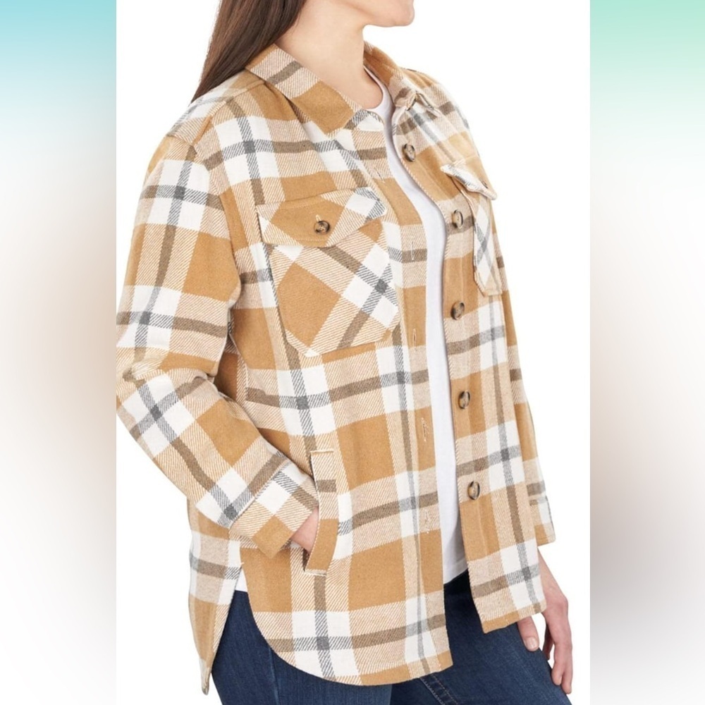 Member's Mark Women's Plaid Button Front Shacket~ City Slicker Medium